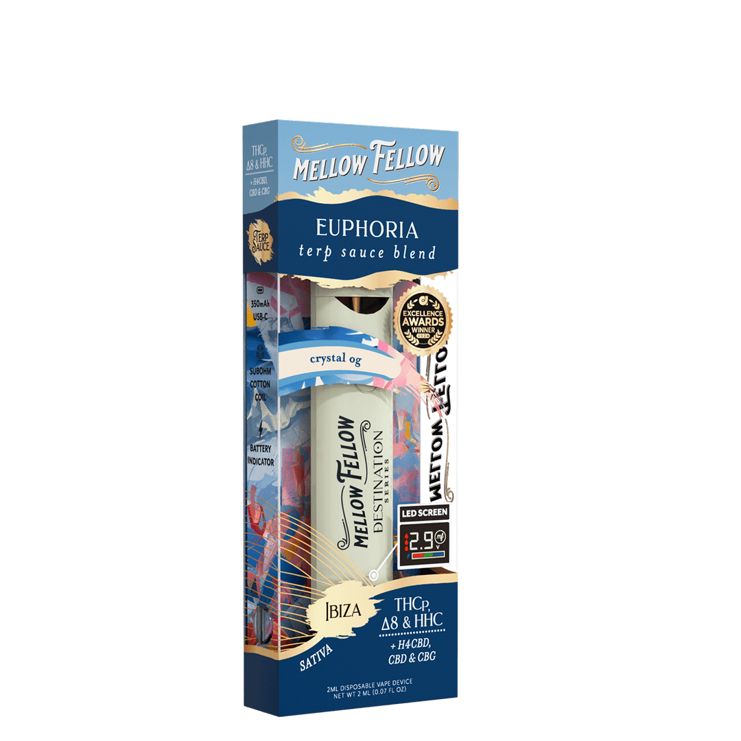 Euphoria Blend - Destination: Ibiza - Terp Sauce 2ml Disposable Vape - Crystal OG (Sativa) - Mellow Fellow