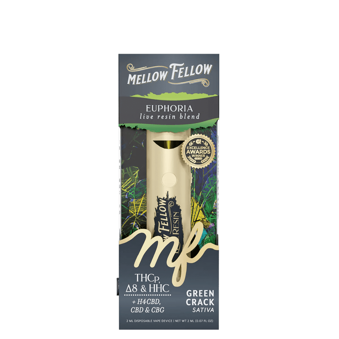 Euphoria Blend 2ml Live Resin Disposable Vape - Green Crack (Sativa) - Mellow Fellow