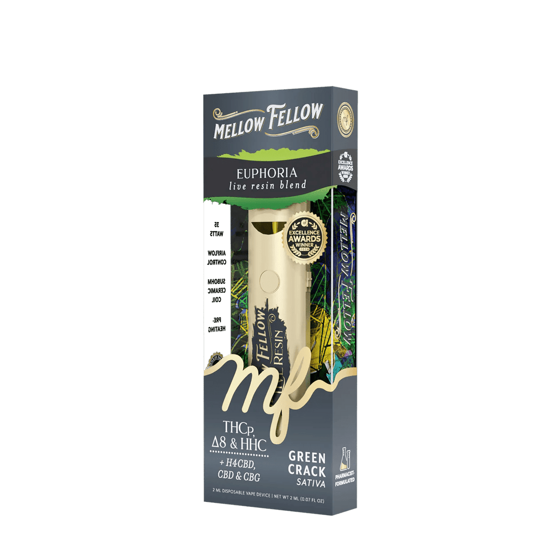 Euphoria Blend 2ml Live Resin Disposable Vape - Green Crack (Sativa) - Mellow Fellow