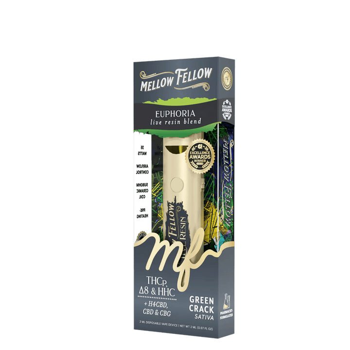Euphoria Blend 2ml Live Resin Disposable Vape - Green Crack (Sativa) - Mellow Fellow