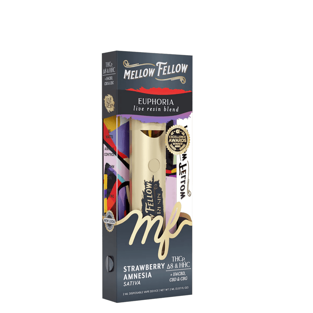 Euphoria Blend 2ml Live Resin Disposable Vape - Strawberry Amnesia (Sativa) - Mellow Fellow