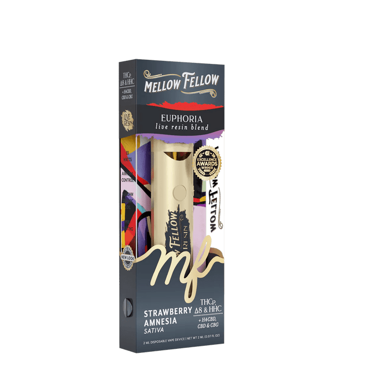 Euphoria Blend 2ml Live Resin Disposable Vape - Strawberry Amnesia (Sativa) - Mellow Fellow