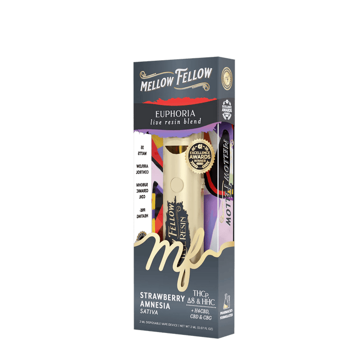 Euphoria Blend 2ml Live Resin Disposable Vape - Strawberry Amnesia (Sativa) - Mellow Fellow