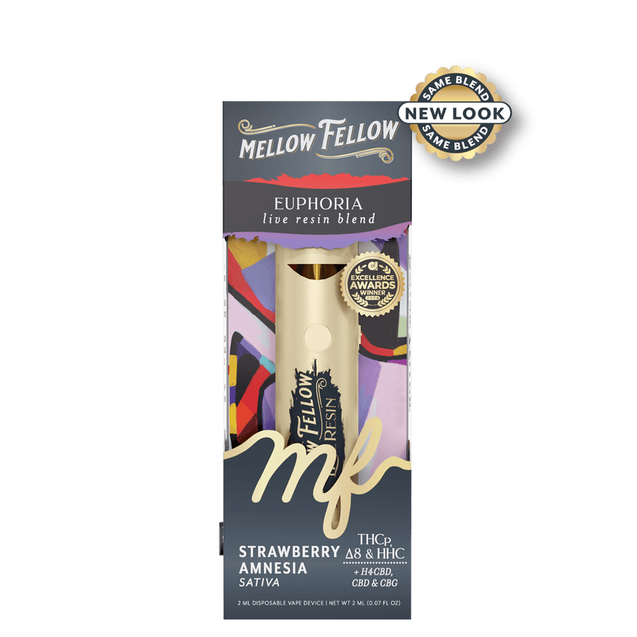 Euphoria Blend 2ml Live Resin Disposable Vape - Strawberry Amnesia (Sativa) - Mellow Fellow