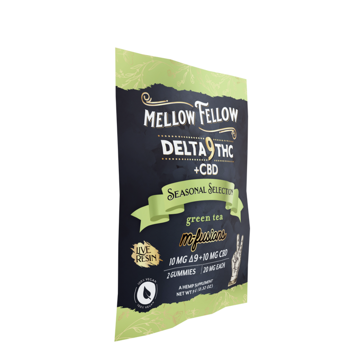 Live Resin Infused Edibles - 2 ct. 40mg Delta 9 THC & CBD - Green Tea (Seasonal Selection) - Mellow Fellow