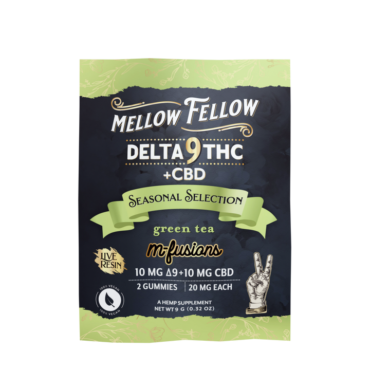 Live Resin Infused Edibles - 2 ct. 40mg Delta 9 THC & CBD - Green Tea (Seasonal Selection) - Mellow Fellow