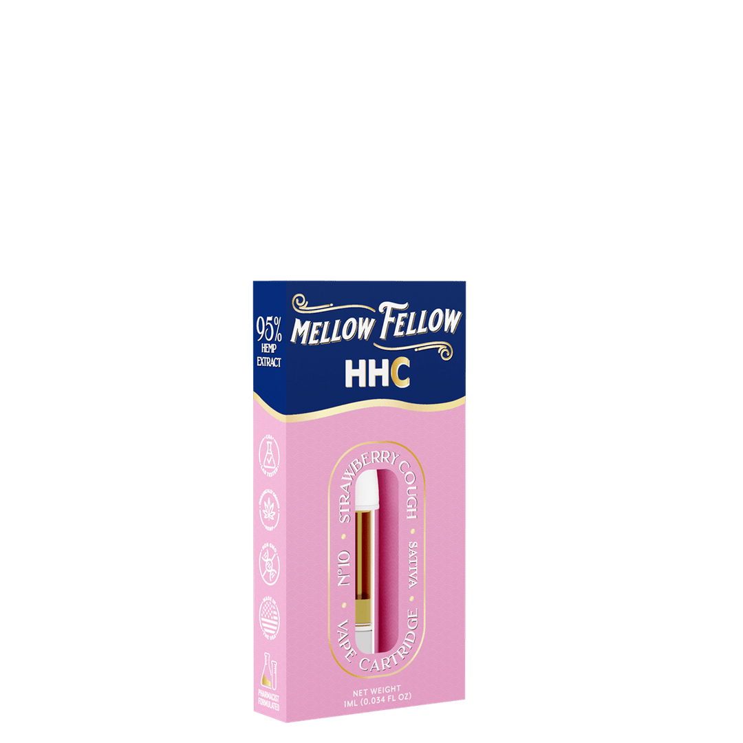 HHC 1ml Vape Cartridge - Strawberry Cough (Sativa) - Mellow Fellow