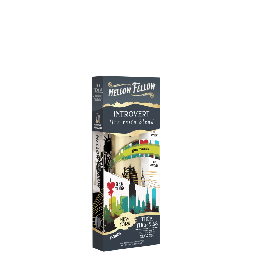 NYC Introvert Blend 1ml Live Resin Disposable Vape - Gas Mask (Indica) - Mellow Fellow