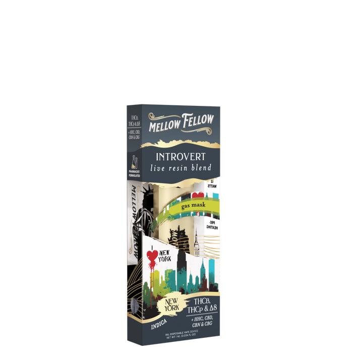 NYC Introvert Blend 1ml Live Resin Disposable Vape - Gas Mask (Indica) - Mellow Fellow