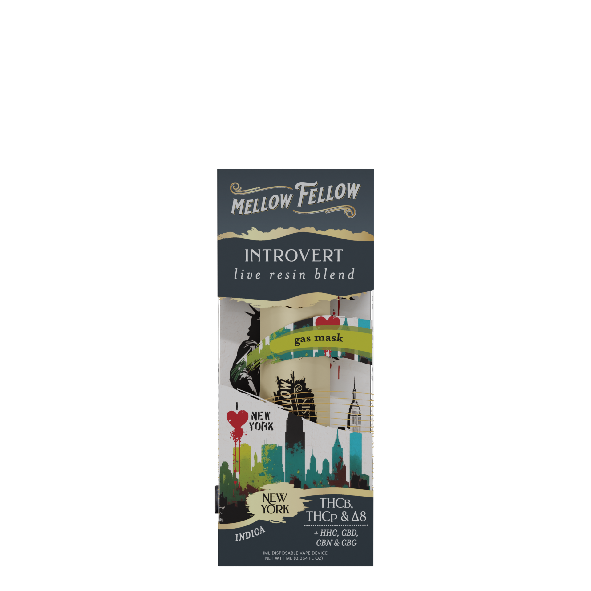Introvert NYC - Gas Mask - Indica - 1ml Live Resin Disposable Vape ...