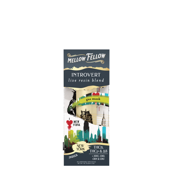 Introvert Blend - Destination: NYC - Live Resin 1ml Disposable Vape - Gas Mask (Indica)