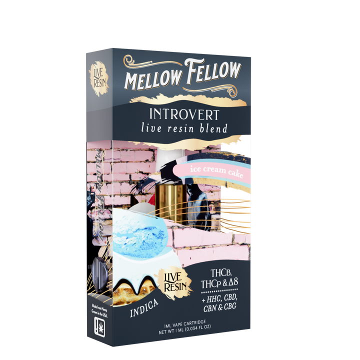 Introvert Blend 1ml Live Resin Vape Cartridge - Ice Cream Cake (Indica) - Mellow Fellow
