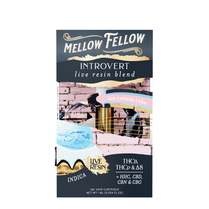 Introvert Blend 1ml Live Resin Vape Cartridge - Ice Cream Cake (Indica) - Mellow Fellow
