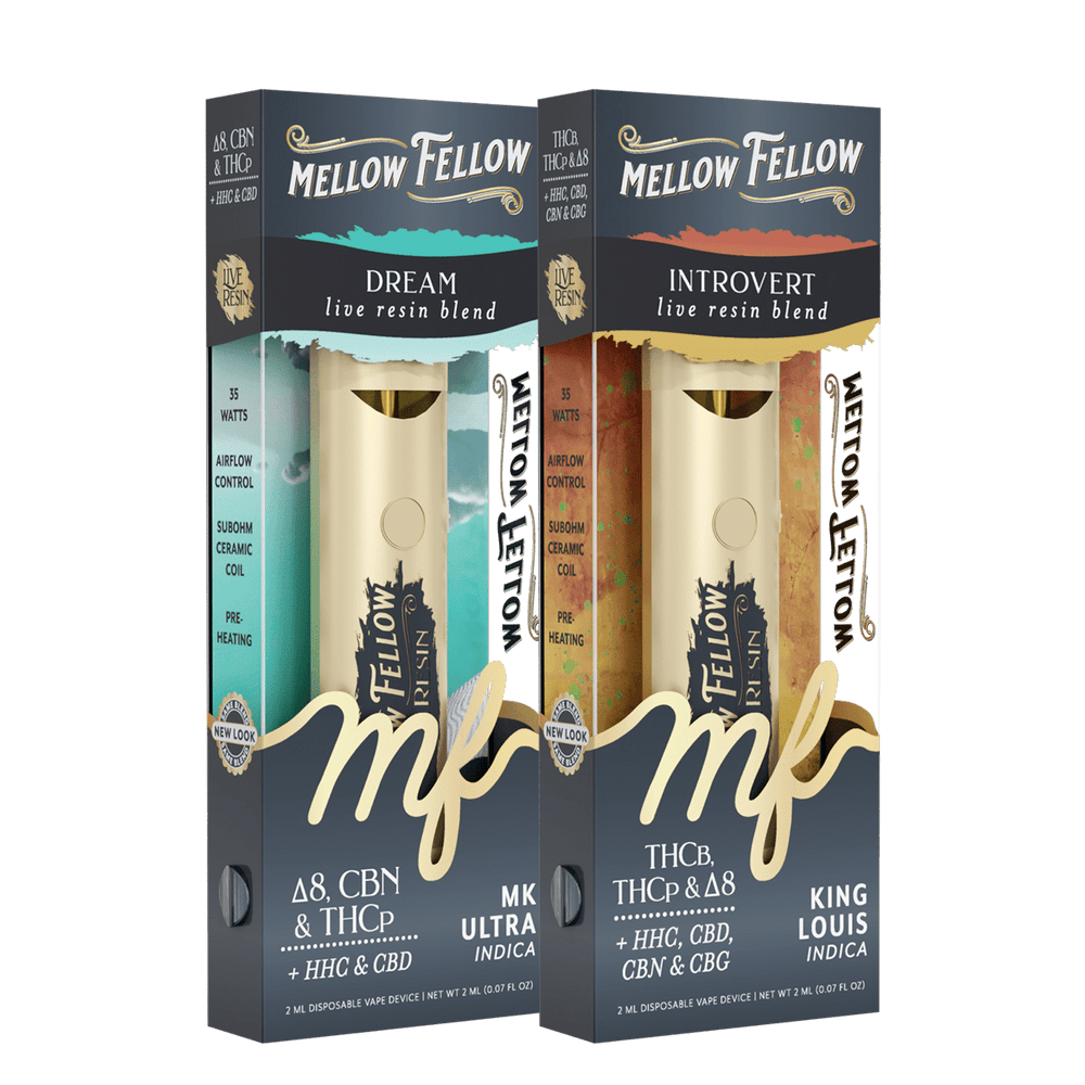 The Cozy Collection - Dream MK Ultra (Indica) and Introvert King Louis (Indica) - 2 Pk 2ml Disposable Vapes - Mellow Fellow