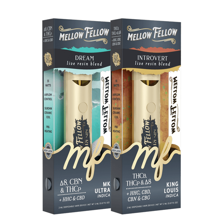 The Cozy Collection - Dream MK Ultra (Indica) and Introvert King Louis (Indica) - 2 Pk 2ml Disposable Vapes - Mellow Fellow