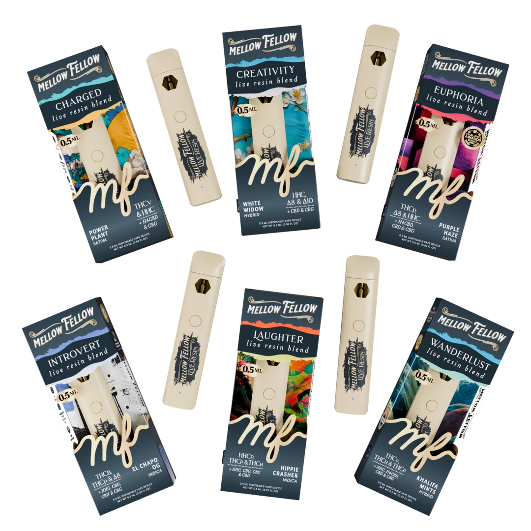Live Resin 0.5ml Disposable Vapes Bundle 6 Pack - Mellow Fellow