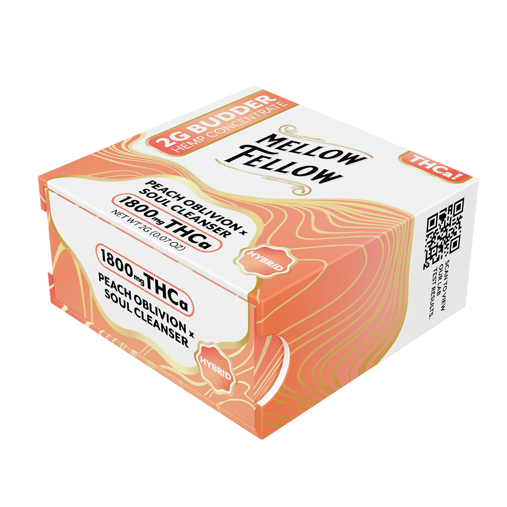 THCa 2g Budder Jar - Peach Oblivion x Soul Cleanser (Hybrid) - Mellow Fellow
