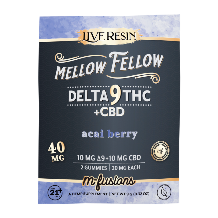 Delta 9 Live Resin Gummies 40mg 2 ct. - Acai - Mellow Fellow