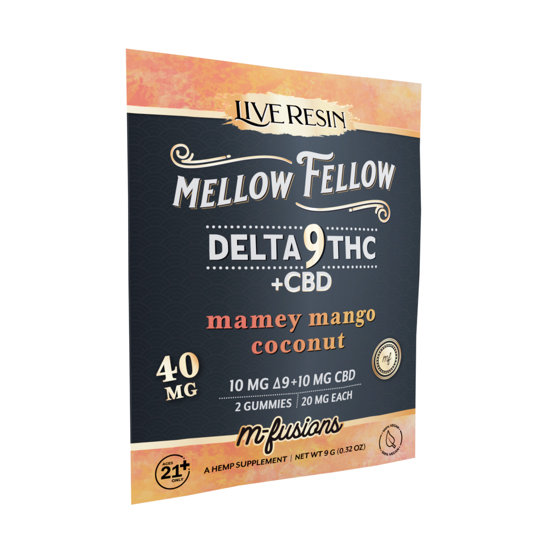 Delta 9 Live Resin Gummies 40mg 2 ct. - Mamey Mango Coconut - Mellow Fellow