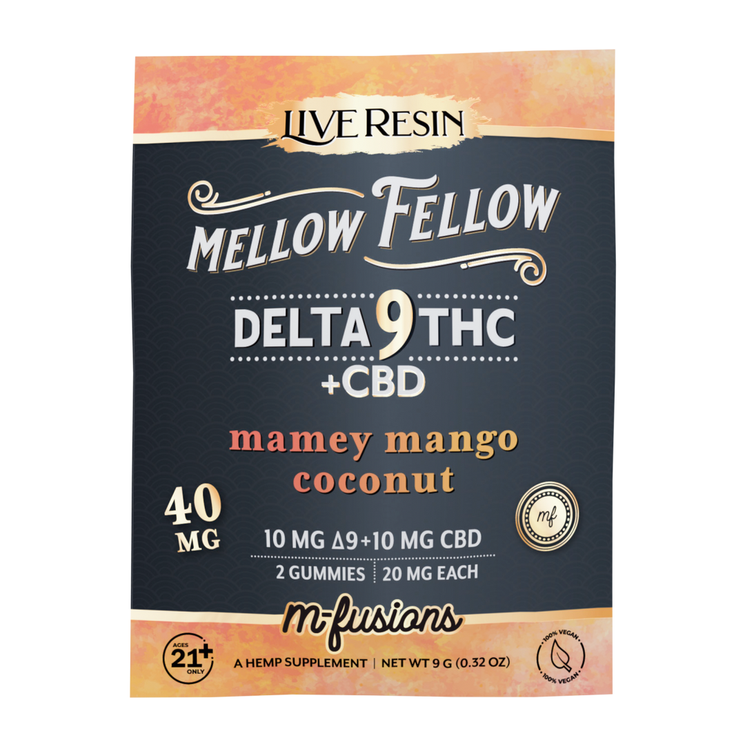 Delta 9 Live Resin Gummies 40mg 2 ct. - Mamey Mango Coconut - Mellow Fellow