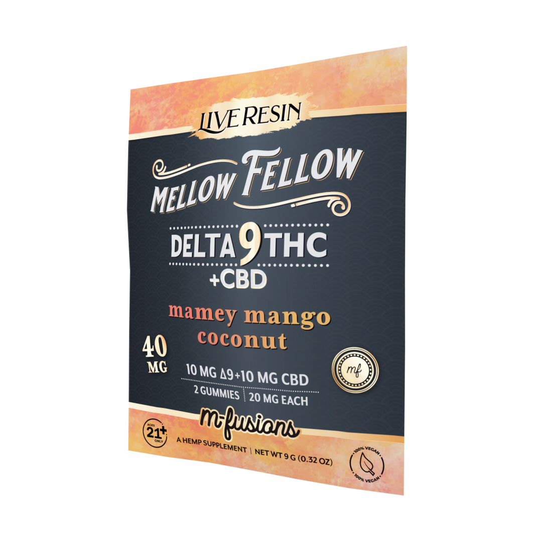 Delta 9 Live Resin Gummies 40mg 2 ct. - Mamey Mango Coconut - Mellow Fellow