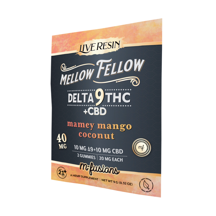 Delta 9 Live Resin Gummies 40mg 2 ct. - Mamey Mango Coconut - Mellow Fellow