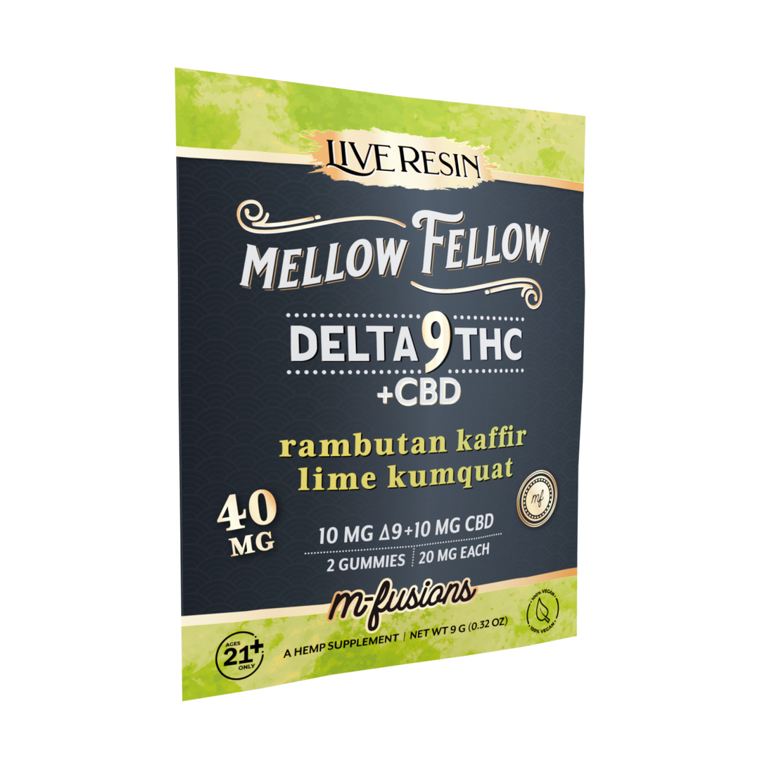 Delta 9 Live Resin Gummies 40mg 2 ct. - Rambutan Kaffir Lime Kumquat - Mellow Fellow