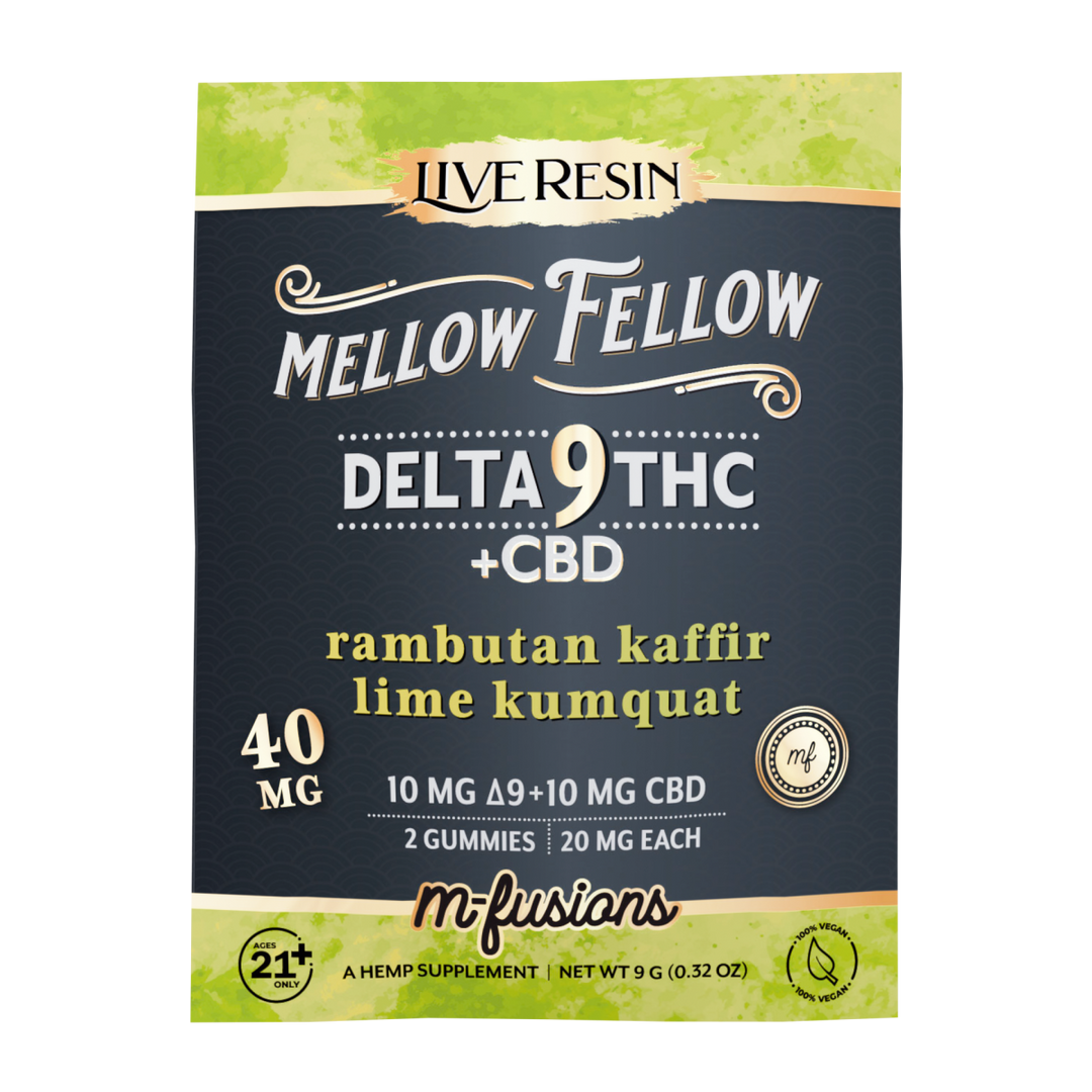 Delta 9 Live Resin Gummies 40mg 2 ct. - Rambutan Kaffir Lime Kumquat - Mellow Fellow