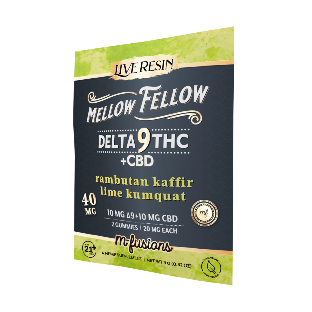 Delta 9 Live Resin Gummies 40mg 2 ct. - Rambutan Kaffir Lime Kumquat - Mellow Fellow