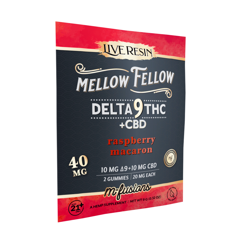 Delta 9 Live Resin Gummies 40mg 2 ct. - Raspberry Macaron - Mellow Fellow