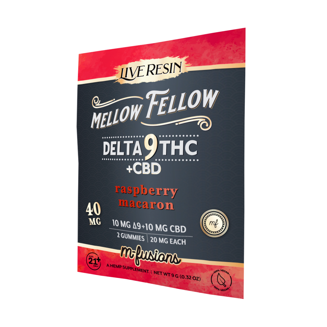 Delta 9 Live Resin Gummies 40mg 2 ct. - Raspberry Macaron - Mellow Fellow