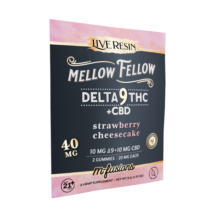 Delta 9 Live Resin Gummies 40mg 2 ct. - Strawberry Cheesecake - Mellow Fellow