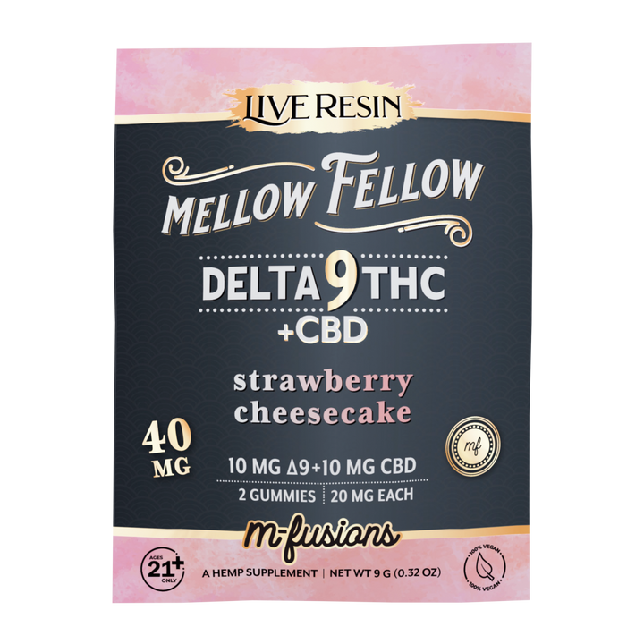 Delta 9 Live Resin Gummies 40mg 2 ct. - Strawberry Cheesecake - Mellow Fellow