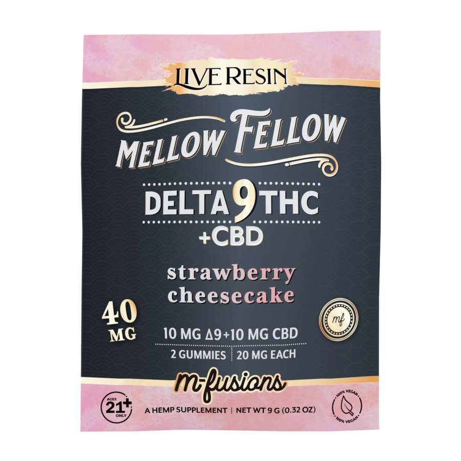 Delta 9 Live Resin Gummies 40mg 2 ct. - Strawberry Cheesecake - Mellow Fellow