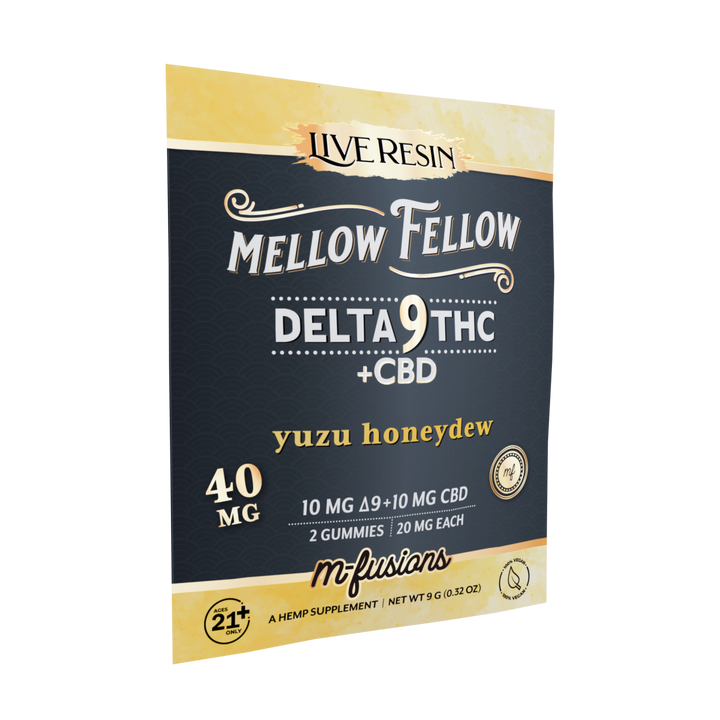 Delta 9 Live Resin Gummies 40mg 2 ct. - Yuzu Honeydew - Mellow Fellow