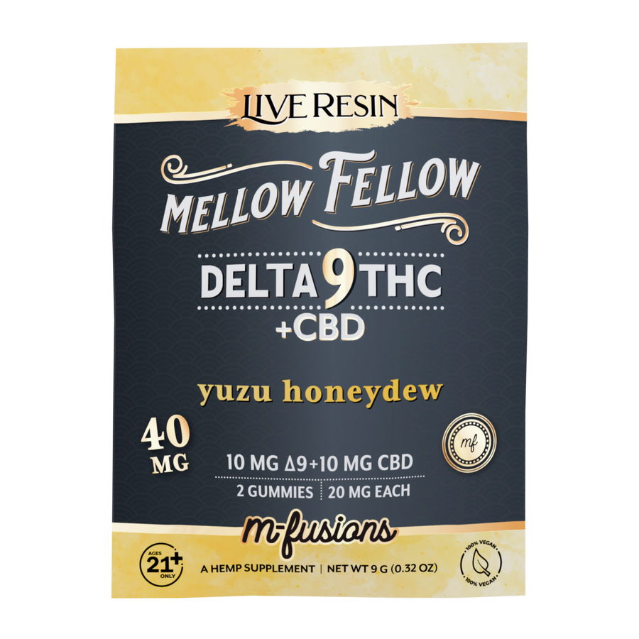 Delta 9 Live Resin Gummies 40mg 2 ct. - Yuzu Honeydew - Mellow Fellow