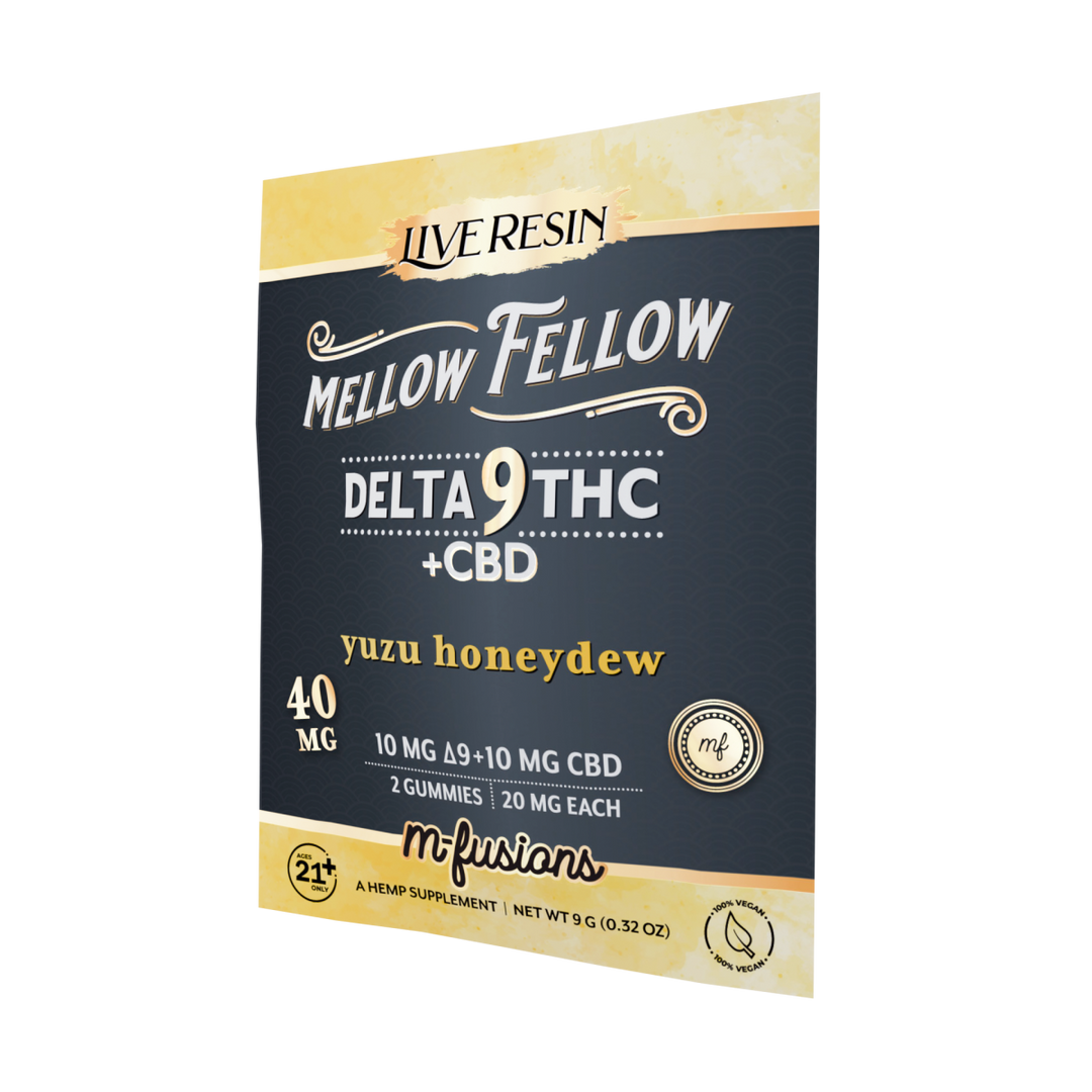 Delta 9 Live Resin Gummies 40mg 2 ct. - Yuzu Honeydew - Mellow Fellow