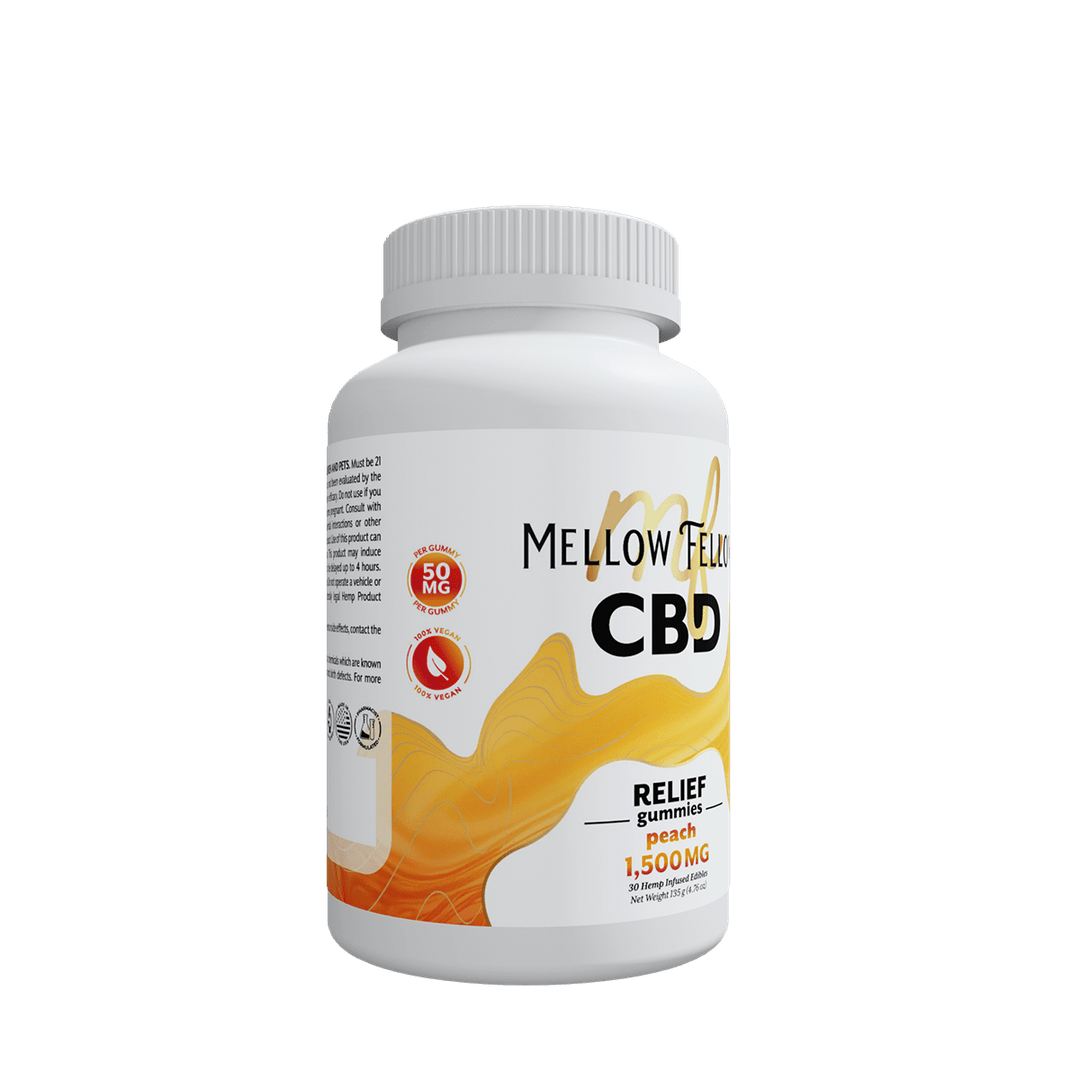 Relief CBD Gummies - 1500mg - Peach - Mellow Fellow