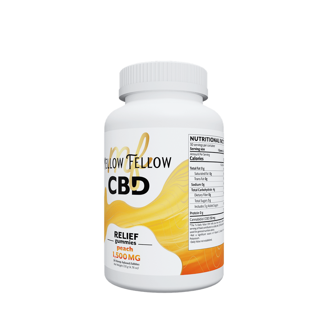Relief CBD Gummies - 1500mg - Peach - Mellow Fellow