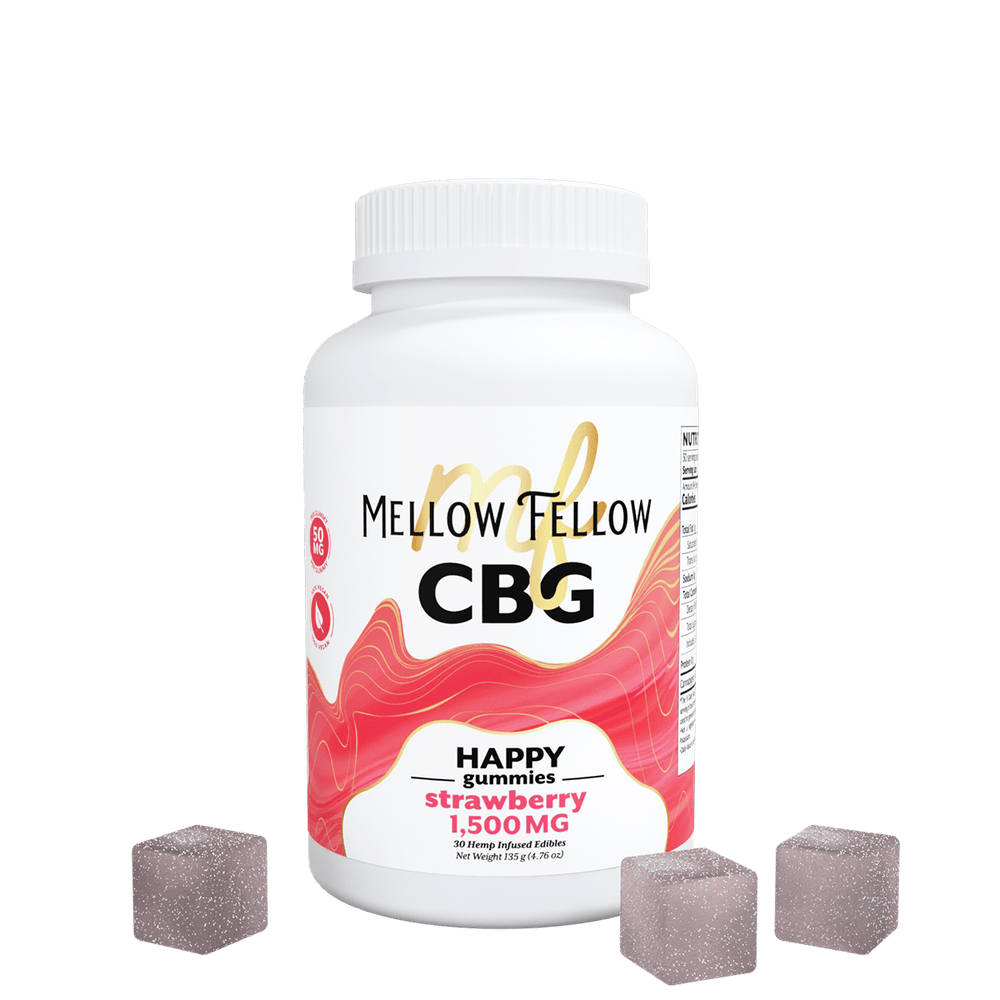 Happy CBG Gummies - 1500mg - Strawberry - Mellow Fellow