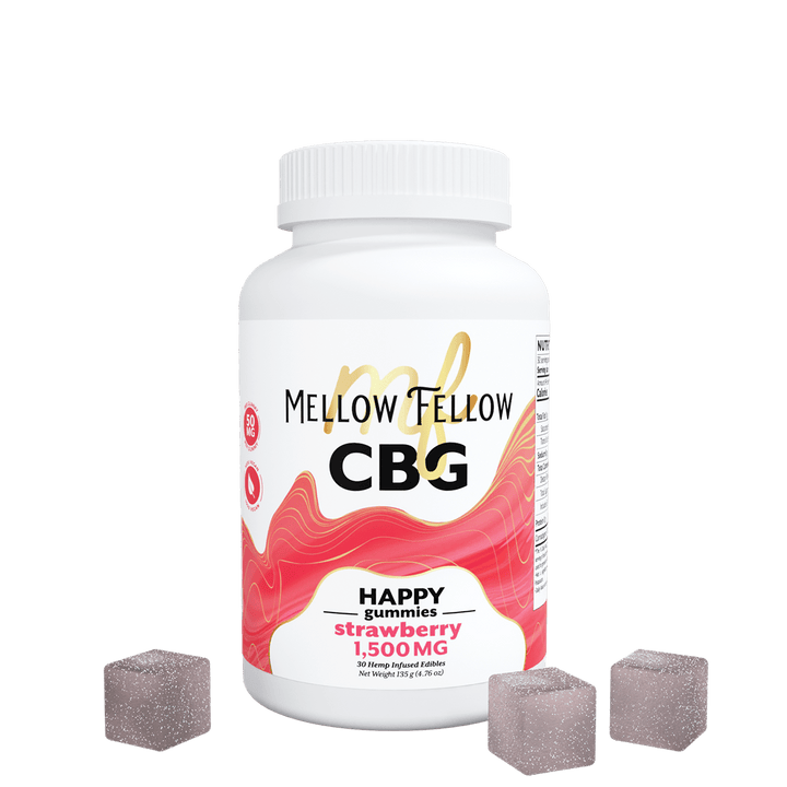 Happy CBG Gummies - 1500mg - Strawberry - Mellow Fellow