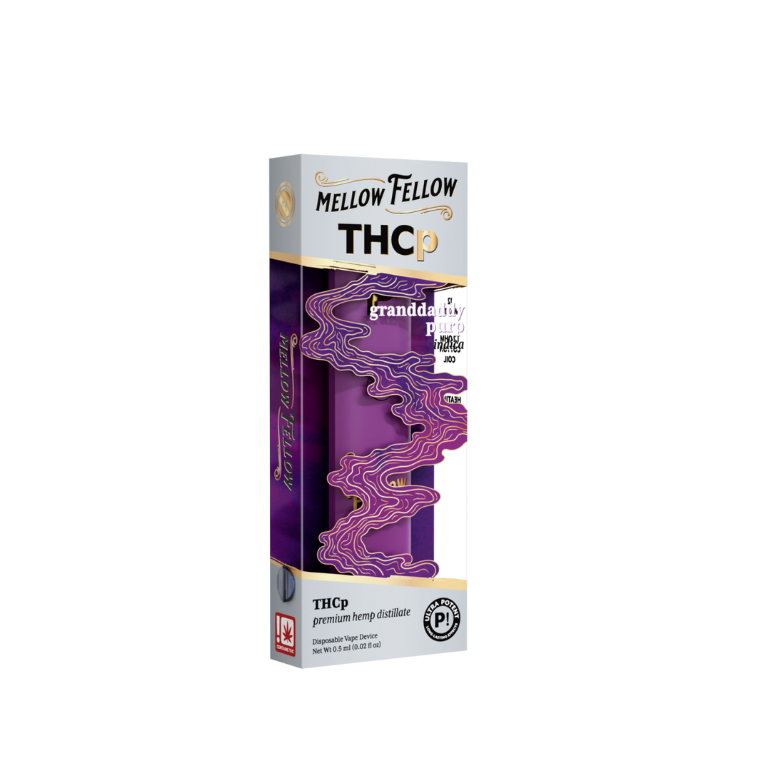 THCp 0.5g Disposable Vape - Granddaddy Purp (Indica) - Mellow Fellow