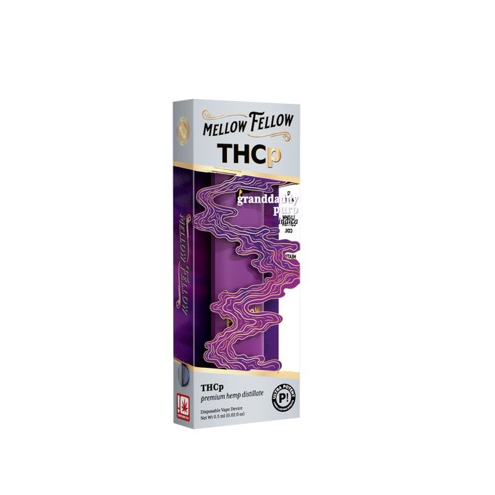 THCp 0.5g Disposable Vape - Granddaddy Purp (Indica) - Mellow Fellow