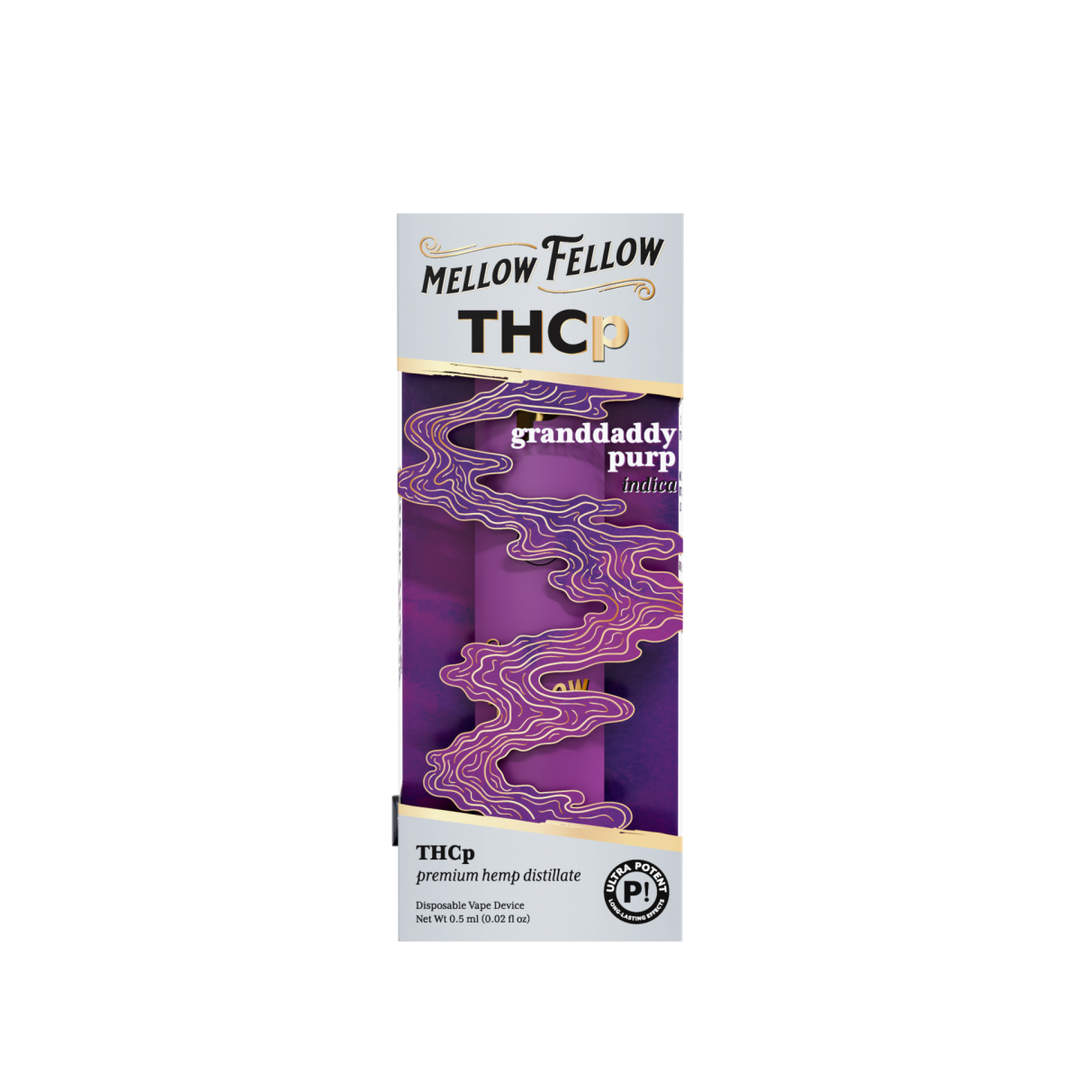 THCp 0.5g Disposable Vape - Granddaddy Purp (Indica) - Mellow Fellow