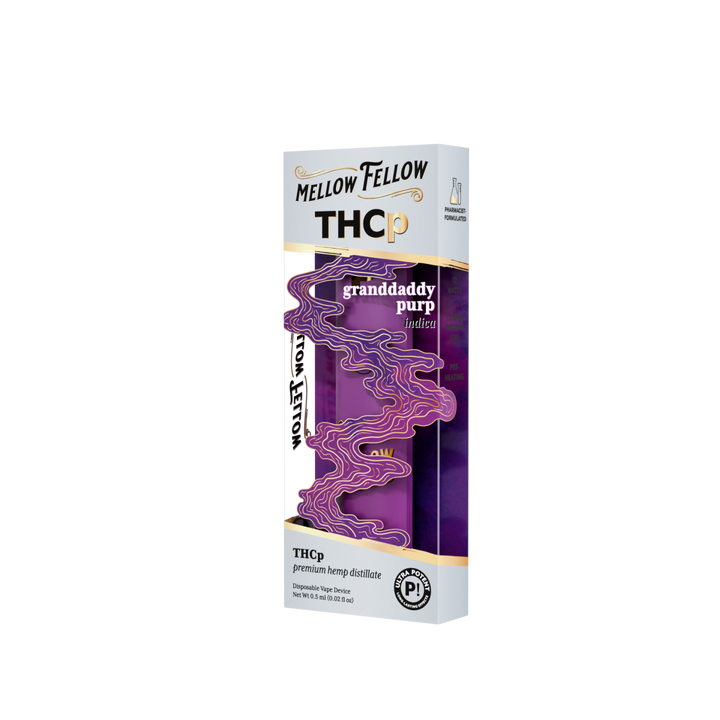 THCp 0.5g Disposable Vape - Granddaddy Purp (Indica) - Mellow Fellow