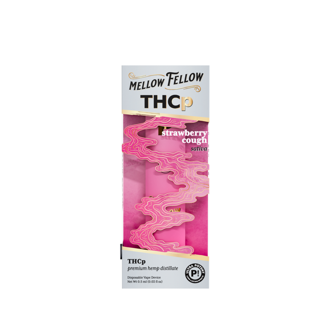 THCp 0.5g Disposable Vape - Strawberry Cough (Sativa) - Mellow Fellow