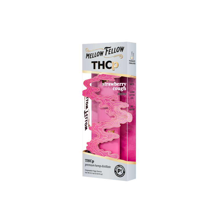 THCp 0.5g Disposable Vape - Strawberry Cough (Sativa) - Mellow Fellow