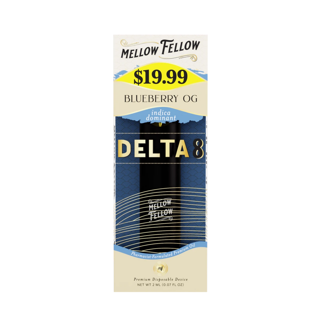 Delta 8 Premium 2ML Disposable Vape - Blueberry OG (Indica Dominant) - Mellow Fellow Delta 8 Premium 2ML Disposable Vape - Blueberry OG (Indica Dominant) - Mellow Fellow