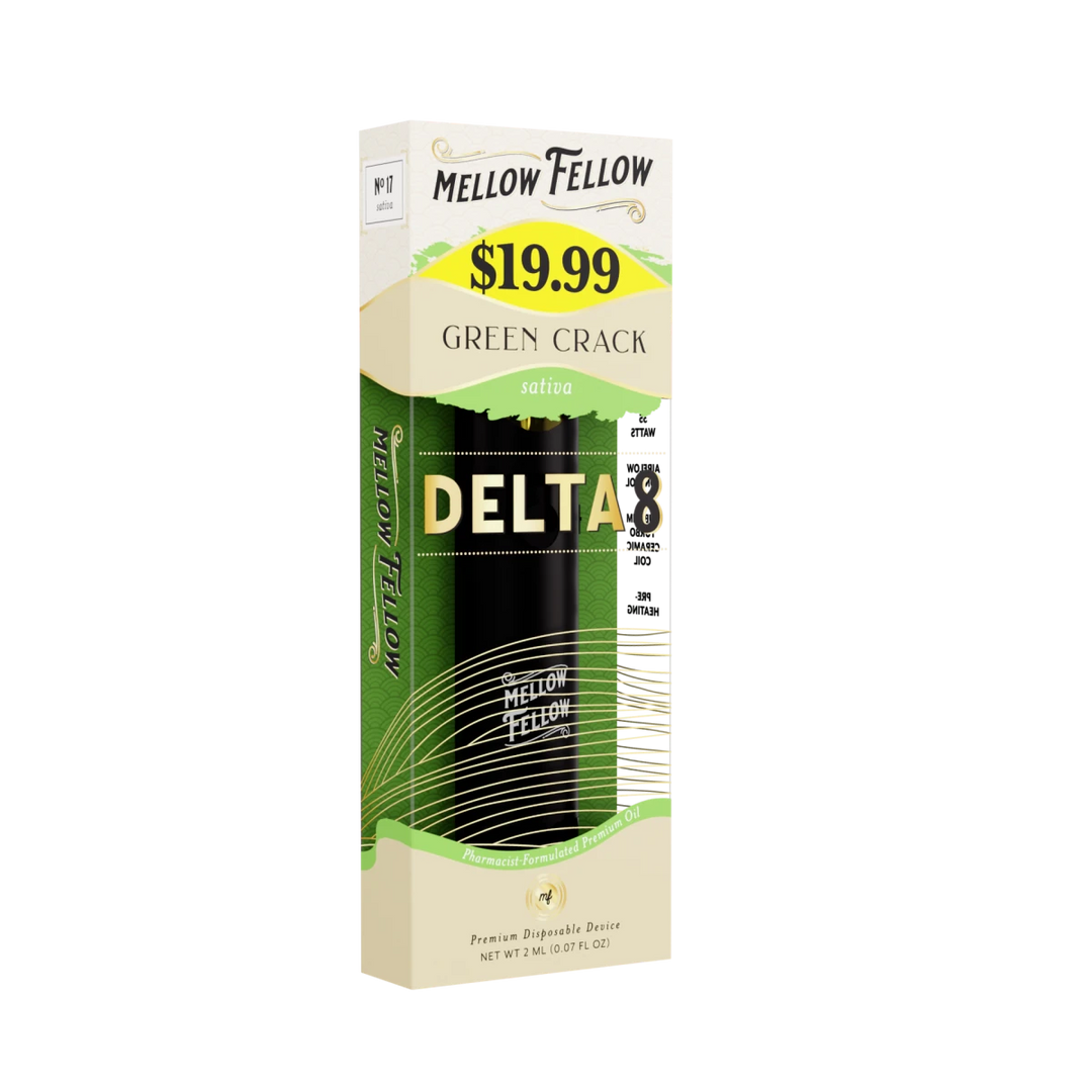 Delta 8 Premium 2ML Disposable Vape - Green Crack (Sativa)  Mellow Fellow