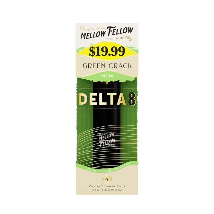 Delta 8 Premium 2ML Disposable Vape - Green Crack (Sativa) - Mellow Fellow